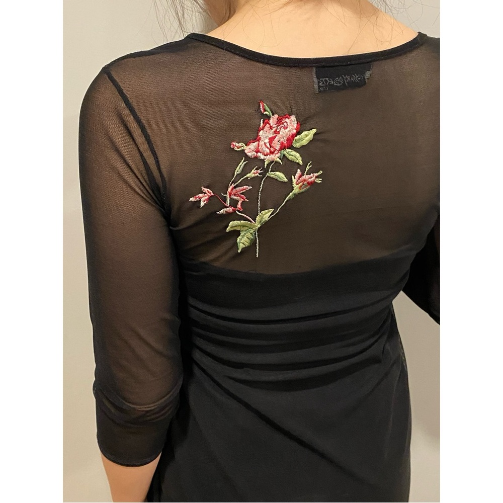Vintage 90s Necessary Objects Black 3/4th long sleeve midi dress